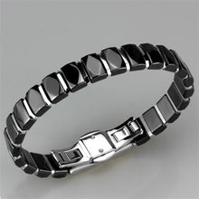 Load image into Gallery viewer, 3W990 - High polished (no plating) Stainless Steel Bracelet with Ceramic  in Jet