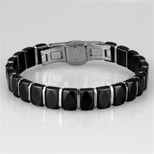 Load image into Gallery viewer, 3W990 - High polished (no plating) Stainless Steel Bracelet with Ceramic  in Jet