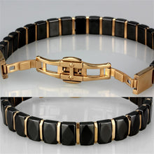Load image into Gallery viewer, 3W992 - IP Rose Gold(Ion Plating) Stainless Steel Bracelet with Ceramic  in Jet