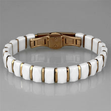 Load image into Gallery viewer, 3W993 - IP Rose Gold(Ion Plating) Stainless Steel Bracelet with Ceramic  in White