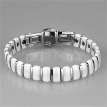 Load image into Gallery viewer, 3W994 - High polished (no plating) Stainless Steel Bracelet with Ceramic  in White
