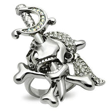 Load image into Gallery viewer, 3W003 - Ruthenium White Metal Ring with Top Grade Crystal  in Clear