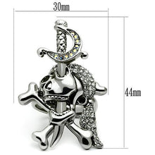 Load image into Gallery viewer, 3W003 - Ruthenium White Metal Ring with Top Grade Crystal  in Clear