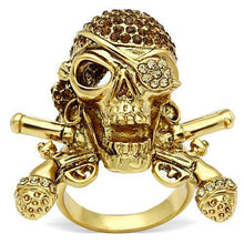 Load image into Gallery viewer, 3W004 - Gold White Metal Ring with Top Grade Crystal  in Smoked Quartz