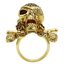 Load image into Gallery viewer, 3W004 - Gold White Metal Ring with Top Grade Crystal  in Smoked Quartz
