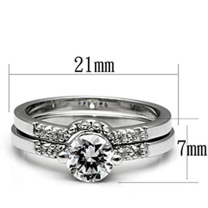 3W044 - Rhodium Brass Ring with AAA Grade CZ  in Clear