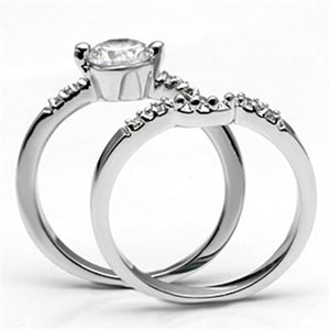 3W044 - Rhodium Brass Ring with AAA Grade CZ  in Clear