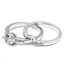 Load image into Gallery viewer, 3W044 - Rhodium Brass Ring with AAA Grade CZ  in Clear