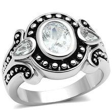 Load image into Gallery viewer, 3W056 - Rhodium Brass Ring with AAA Grade CZ  in Clear