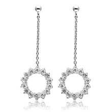 Load image into Gallery viewer, 3W081 - Rhodium Brass Earrings with AAA Grade CZ  in Clear