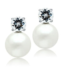 Load image into Gallery viewer, 3W088 - Rhodium Brass Earrings with Synthetic Pearl in White