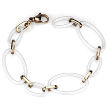 Load image into Gallery viewer, 3W1004 - IP Rose Gold(Ion Plating) Stainless Steel Bracelet with Ceramic  in White