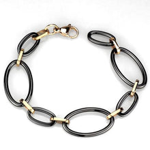 Load image into Gallery viewer, 3W1005 - IP Rose Gold(Ion Plating) Stainless Steel Bracelet with Ceramic  in Jet