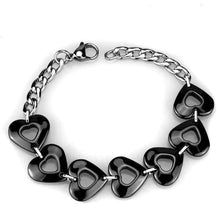 Load image into Gallery viewer, 3W1007 - High polished (no plating) Stainless Steel Bracelet with Ceramic  in Jet