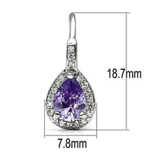 Load image into Gallery viewer, 3W100 - Rhodium Brass Earrings with AAA Grade CZ  in Amethyst