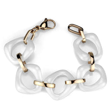 Load image into Gallery viewer, 3W1010 - IP Rose Gold(Ion Plating) Stainless Steel Bracelet with Ceramic  in White