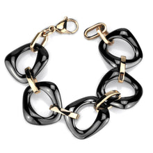 Load image into Gallery viewer, 3W1011 - IP Rose Gold(Ion Plating) Stainless Steel Bracelet with Ceramic  in Jet