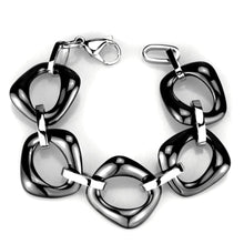 Load image into Gallery viewer, 3W1013 - High polished (no plating) Stainless Steel Bracelet with Ceramic  in Jet