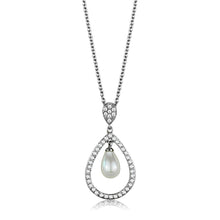 Load image into Gallery viewer, 3W1031 - Rhodium Brass Chain Pendant with Synthetic Pearl in White