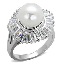 Load image into Gallery viewer, 3W1073 - Rhodium Brass Ring with Synthetic Pearl in White