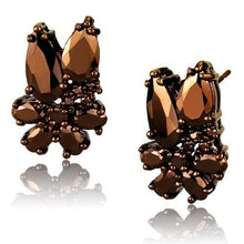 Load image into Gallery viewer, 3W1107 - IP Coffee light Brass Earrings with AAA Grade CZ  in Light Coffee