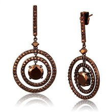 Load image into Gallery viewer, 3W1109 - IP Coffee light Brass Earrings with AAA Grade CZ  in Light Coffee