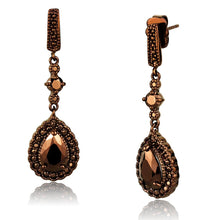 Load image into Gallery viewer, 3W1111 - IP Coffee light Brass Earrings with AAA Grade CZ  in Light Coffee