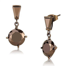 Load image into Gallery viewer, 3W1133 - IP Coffee light Brass Earrings with AAA Grade CZ  in Light Coffee