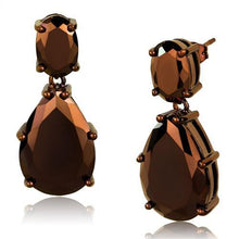 Load image into Gallery viewer, 3W1135 - IP Coffee light Brass Earrings with AAA Grade CZ  in Light Coffee