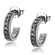 Load image into Gallery viewer, 3W1141 - IP Light Black  (IP Gun) Brass Earrings with Top Grade Crystal  in Light Gray