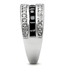 Load image into Gallery viewer, 3W117 - Rhodium Brass Ring with AAA Grade CZ  in Jet