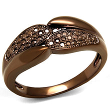 Load image into Gallery viewer, 3W1180 - IP Coffee light Brass Ring with AAA Grade CZ  in Light Coffee