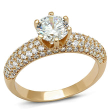 Load image into Gallery viewer, 3W1254 - Rose Gold Brass Ring with AAA Grade CZ  in Clear