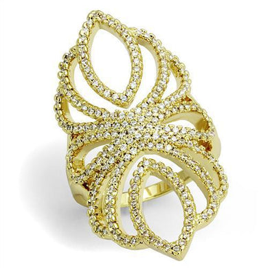 3W1274 - Gold Brass Ring with AAA Grade CZ  in Clear