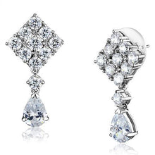 Load image into Gallery viewer, 3W1288 - Rhodium Brass Earrings with AAA Grade CZ  in Clear