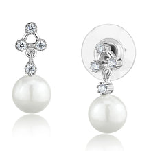 Load image into Gallery viewer, 3W1295 - Rhodium Brass Earrings with Synthetic Pearl in White