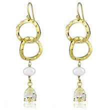 Load image into Gallery viewer, 3W1312 - Gold Brass Earrings with Semi-Precious Pearl in White