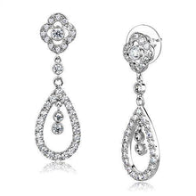 Load image into Gallery viewer, 3W1351 - Rhodium Brass Earrings with AAA Grade CZ  in Clear