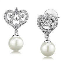 Load image into Gallery viewer, 3W1353 - Rhodium Brass Earrings with Synthetic Pearl in White