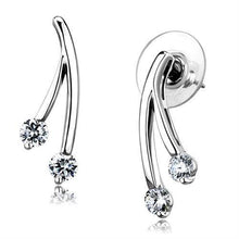Load image into Gallery viewer, 3W1356 - Rhodium Brass Earrings with AAA Grade CZ  in Clear