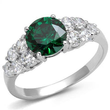 Load image into Gallery viewer, 3W1364 - Rhodium Brass Ring with Synthetic Spinel in Emerald