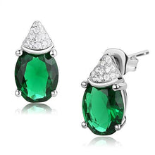 Load image into Gallery viewer, 3W1371 - Rhodium 925 Sterling Silver Earrings with Synthetic Synthetic Glass in Blue Zircon