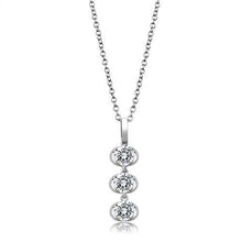 Load image into Gallery viewer, 3W1373 - Rhodium 925 Sterling Silver Chain Pendant with AAA Grade CZ  in Clear