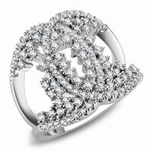 Load image into Gallery viewer, 3W1448 - Rhodium Brass Ring with AAA Grade CZ  in Clear