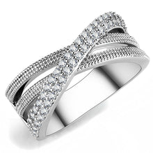 Load image into Gallery viewer, 3W1464 - Rhodium Brass Ring with AAA Grade CZ  in Clear