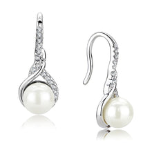 Load image into Gallery viewer, 3W1478 - Rhodium Brass Earrings with Synthetic Pearl in White