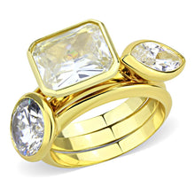 Load image into Gallery viewer, 3W1482 - Gold Brass Ring with AAA Grade CZ  in Clear