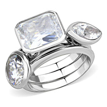 Load image into Gallery viewer, 3W1486 - Rhodium Brass Ring with AAA Grade CZ  in Clear