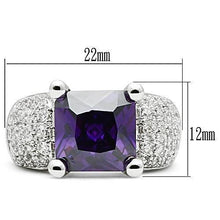 Load image into Gallery viewer, 3W148 - Rhodium Brass Ring with AAA Grade CZ  in Amethyst
