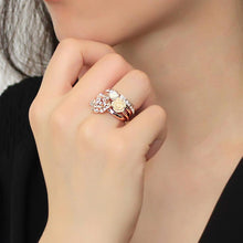 Load image into Gallery viewer, 3W1490 - Rose Gold Brass Ring with Synthetic Synthetic Stone in White